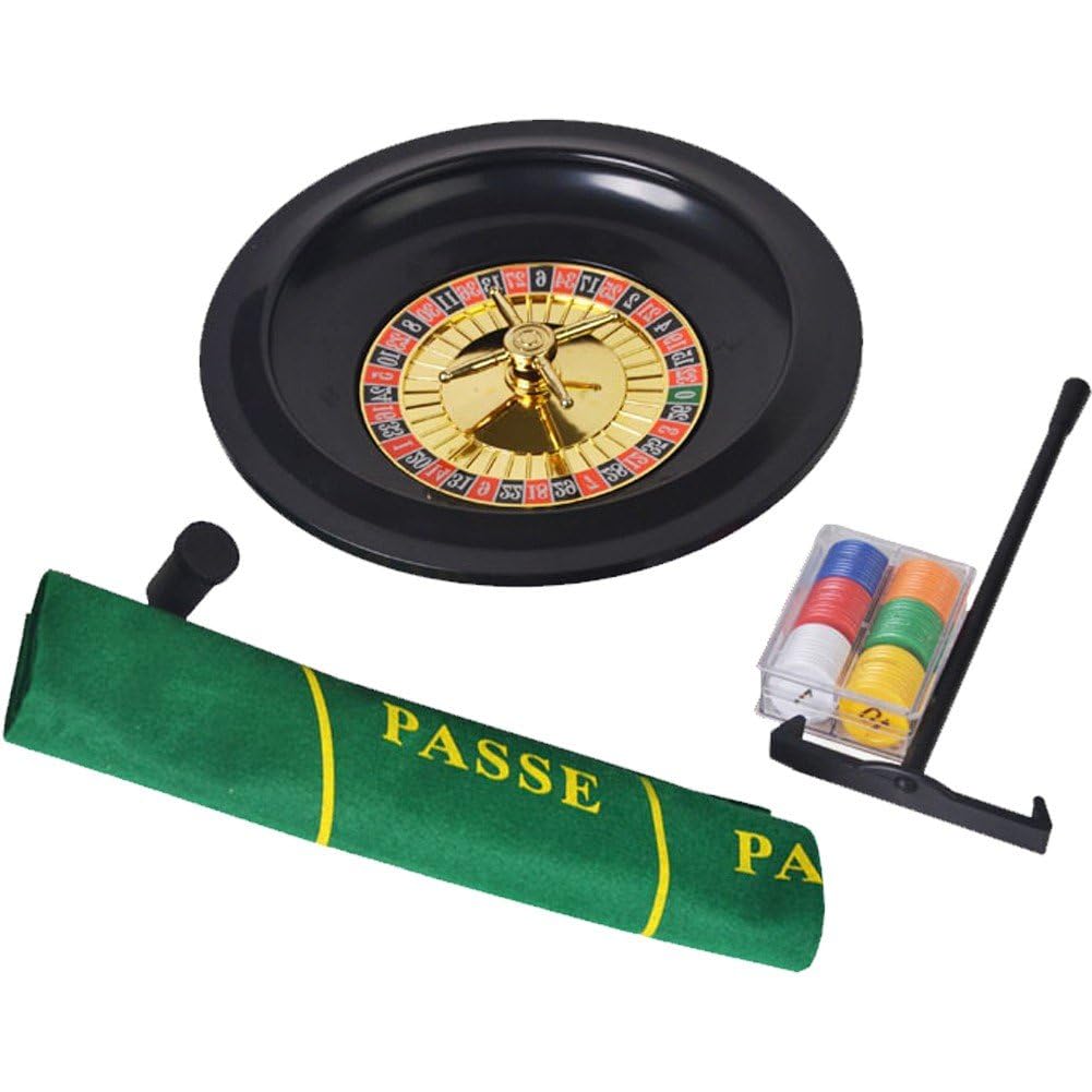 Wudaizhi Juego De Ruleta De Casino De 10 Pulgadas con Fichas De Mantel para Bar, Fiesta, Herramientas Divertidas, Juego De Mesa De Entretenimiento