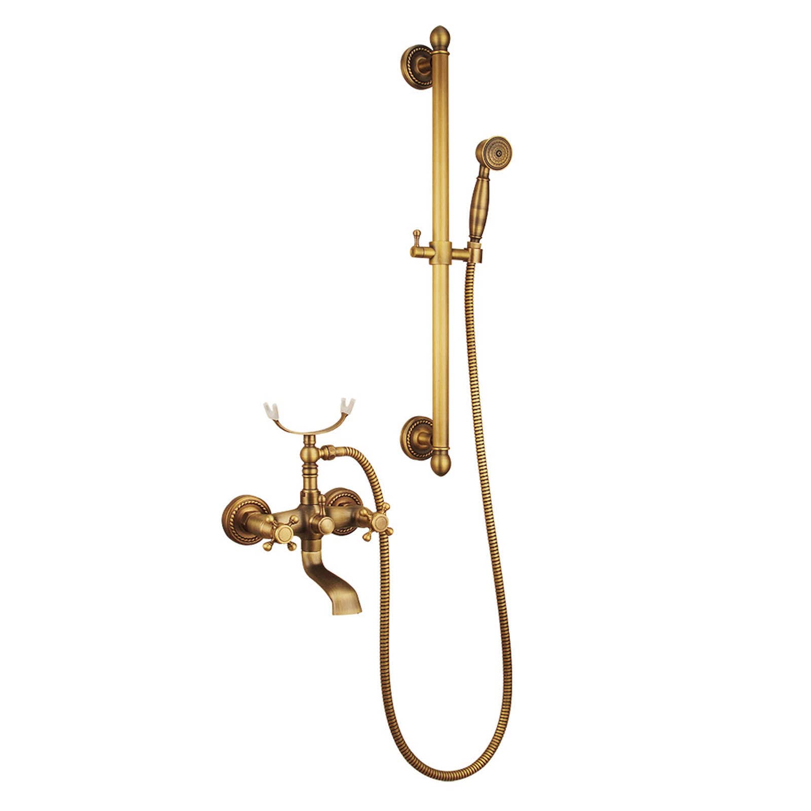 Mitigeur baignoire rétro mural laiton avec robinet bain douche complet et flexible de 1,5m