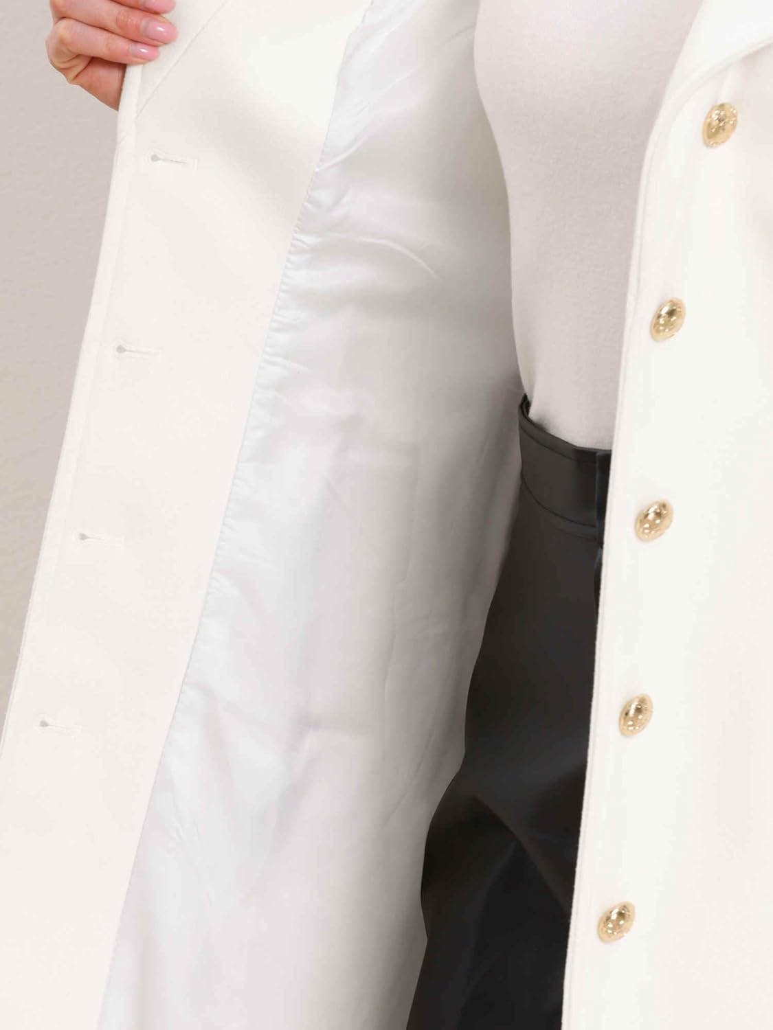 Allegra K Pea Coats for Women Long Winter Stand Collar Belted Single Breasted Trench Coat 2025 - Image 5