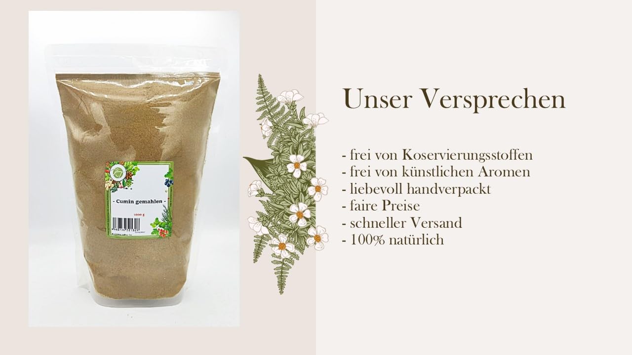 K T 1000 g / 1 Kg Cumin gemahlen Kreuzkümmel gemahlen Cuminpulver - 1A Qualität