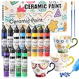 Hcunbsu Bolígrafos de cerámica de 12 colores, pinturas de cerámica a base de