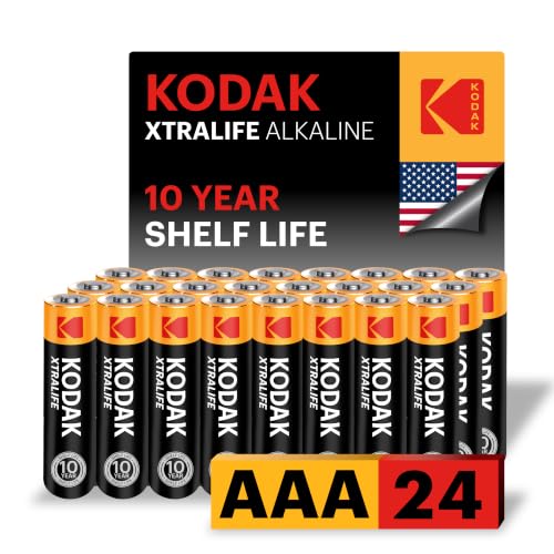 Image of KODAK AAA Alkaline Batteries (24 Pack) Triple A Battery, LR03, 1.5V | 10-Year Shelf Life, Advanced Leak-Resistant Design, High & Low Drain Devices, 109% Extra Life
