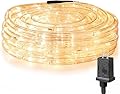 LE 33ft 240 LED Rope Lights Outdoor, Upgraded 2700K Warm White, 24 Volts Connectable, Classic 3/8 inch Clear Tube, Waterproof String Lights for Outside Patio Deck Railing Stair Fence Yard Landscape