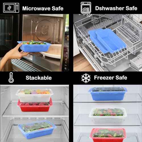 Image of LOKATSE HOME 24 Pack Multi-Color Meal Prep Food Storage Containers with Lids Reusable Lunch Bento Boxes, BPA Free, Stackable, Microwave /Dishwasher /Freezer Safe