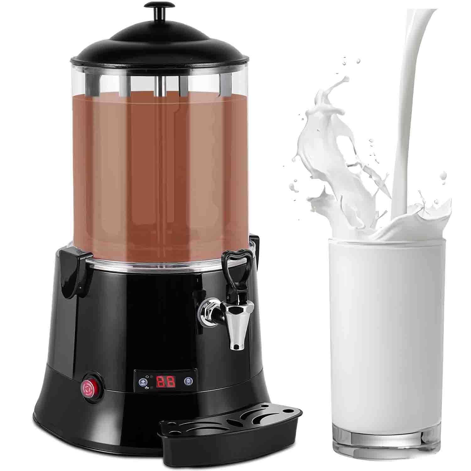UORDBY Commercial Hot Chocolate Dispenser Machine 5L/10L, Electric Hot Beverage Maker, 30~90℃ Temp Control, 400W Hot Drink Warmer for Chocolate Coffee Milk Tea Juice Black-10L