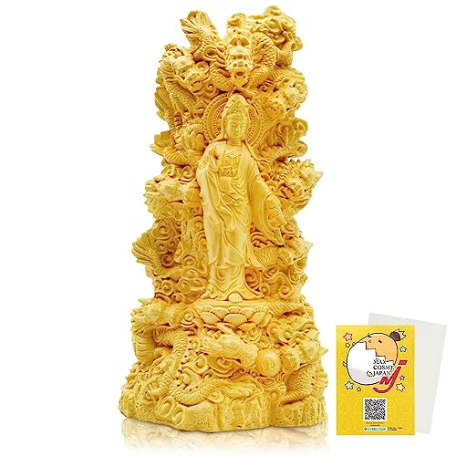 マックスコスメジャパン 九龍観音菩薩 仏像 木彫り 置物 金運 開運 厄除け 美術品 工芸品 縁起物 作者証明書付 オリジナルクリーナー付