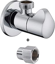 Royal H&H Modern Brass Angle Stop Valve Shut Off Quarter Turn Water Sink Bathroom Toilet Kitchen Shower Plumbing Commercial 1/2 inch Male IPS G1/2 Curve Knob Solid Metal Polished Chrome - coolthings.us