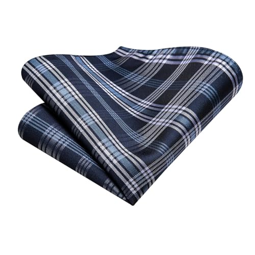 Image of Hi-Tie 70 inches Ties for Men Silk Extra Long Necktie and Pocket Square Cufflinks Set Men Big and Tall Tie Business