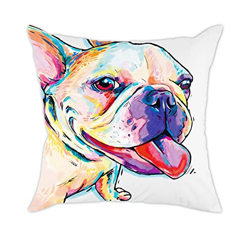 Redland Art Cute Pet Frenchie Dog Pattern Throw Pillow Covers Polyester Cushion Cover Cases Pillowcases Sofa Home Decor 18”X 18”Inch (45 X 45Cm) #TOP4