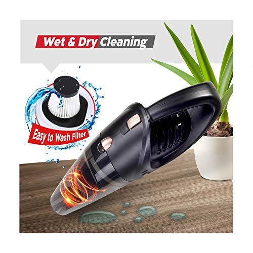 GNG Handheld Car Vacuum Cleaner 12v Portable Cordless Vacuum with Car & Wall Rechargeable Lithium-ion, Black Detailing Vacuum Cleaners for Wet and Dry Furniture, Dust Buster, Carpets, Floors, Vehicles