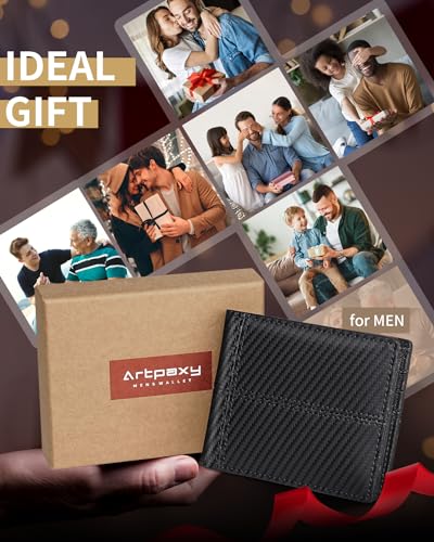 Image of Artpaxy Mens Wallet Bifold Genuine Leather RFID Blocking Wallet for Men with 2 ID Windows 12 Card Holders 2 cash pockets 1 Gift Box