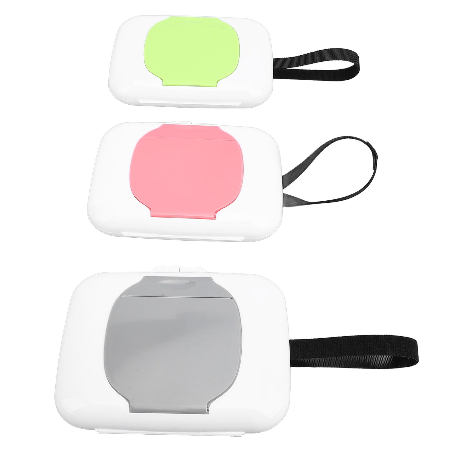 3pcs Baby Wipe Dispenser, Reusable Refillable Portable Wipes Holder with Fasteners for Baby Strollers, Handbags, Cars