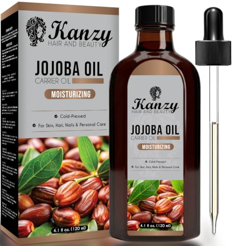Kanzy Aceite de Jojoba 120ml Prensado en Frio Vegano Hidratante para Cabello, Cara, Cuticulas, Cuerpo y Uñas Jojoba Oil Sin Hexano