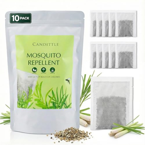 Mosquito Repellent Outdoor 10 Pack Citronella Oil & Vermiculite Plant-Based Mosquito Repellent Pouches for Home Bedroom Closet Camping DEET-Free for Indoor Outdoor Use