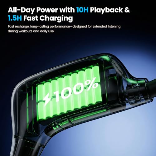 Image of Bone Conduction Headphones, Bluetooth 5.4 Open-Ear Sport Headset with Mic, 10H Playtime, IP55 Waterproof, 22g Lightweight Skin-Friendly Headphones for Gym, Cycling & Running
