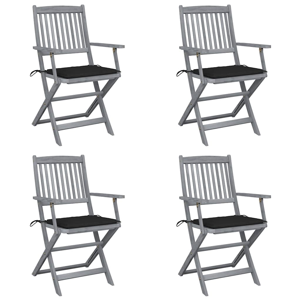 Chaises pliables d'extérieur avec coussins gain de place pour terrasse