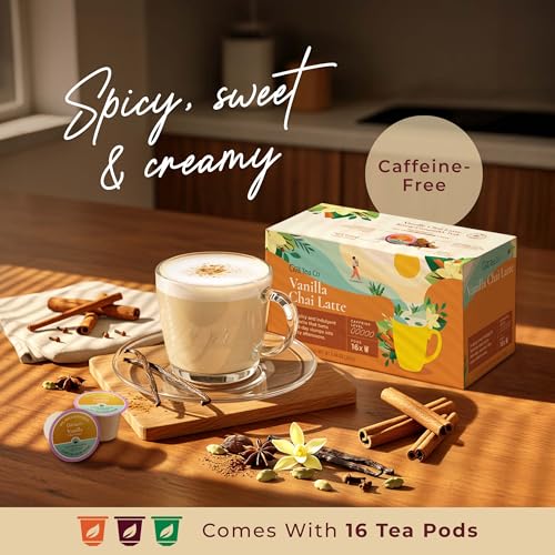 Image of Gya Tea Co Vanilla Chai Latte Tea Gift Set (16 Count) - Decaf Tea Pod for Lovers Get Well Gifts - Manually Harvested - Enjoy Hot or Iced