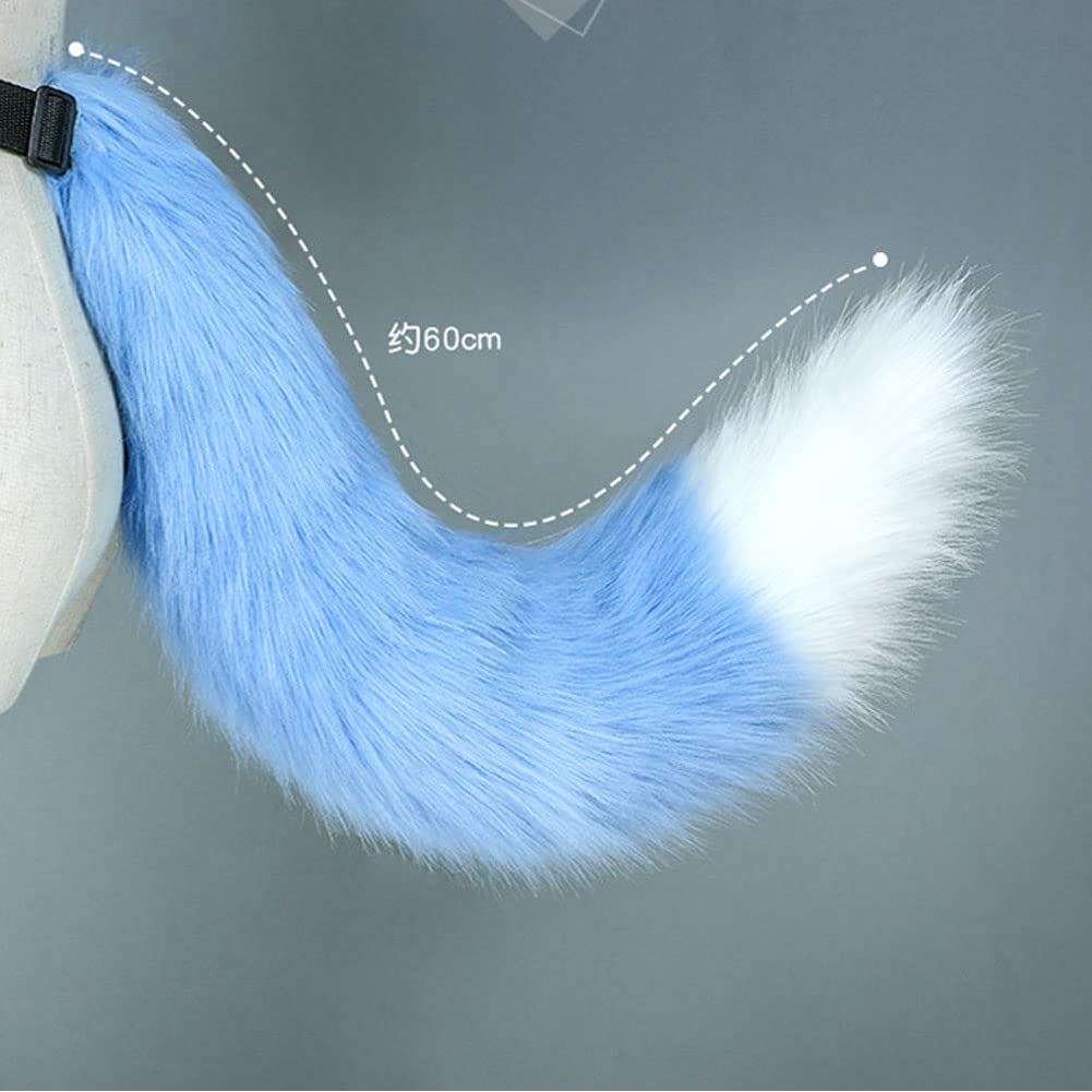 Camelliass Fluffy Faux Fur Fox Tail Fancy Dress Animal Tail Cosplay Anime Dress Up Party Costume Accessories (Black) - Image 3