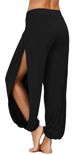 AvaCostume High Slit Harem Pants Women Hippie Harem Pants Trousers - Small - Black