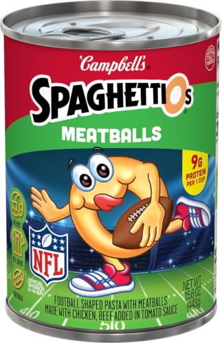SpaghettiOs Football Shaped Pasta with Meatballs, 15.6oz, 5 Cans