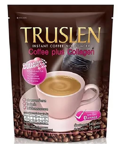 Truslenn Sugar Free Plus collagen 15 Sticks Instant Coffee Mix Powder 240gm