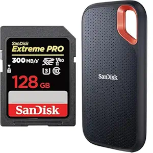 SanDisk Extreme PRO 128GB SDXC Memory Card up to 300MB/s, UHS-II, Class 10, U3, V90 for 8K Video, Bl