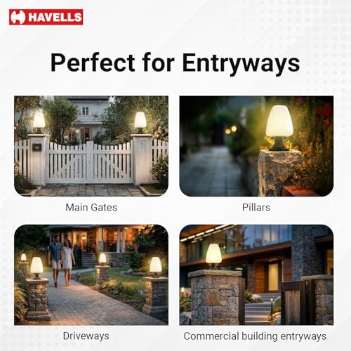 Image of Havells Moon Cone Outdoor Gate Light | IP54 Weatherproof | B22 Holder Compatible | Ideal for Gates, Boundary Walls & Outdoor Lighting