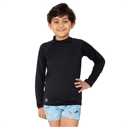 Camiseta Proteção Solar Uv 50+ Manga Longa Infantil Cottoon Cor:Preto;Tamanho:10
