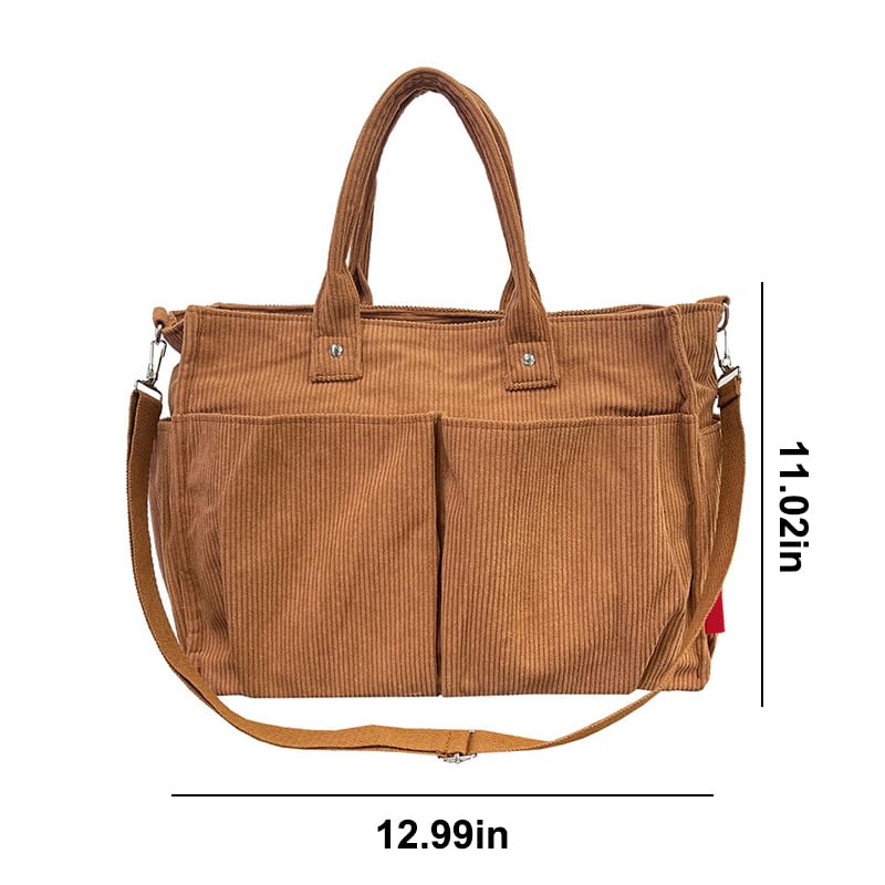 Bolso tote de pana para mujer con cierre y correas fijas miniatura 3
