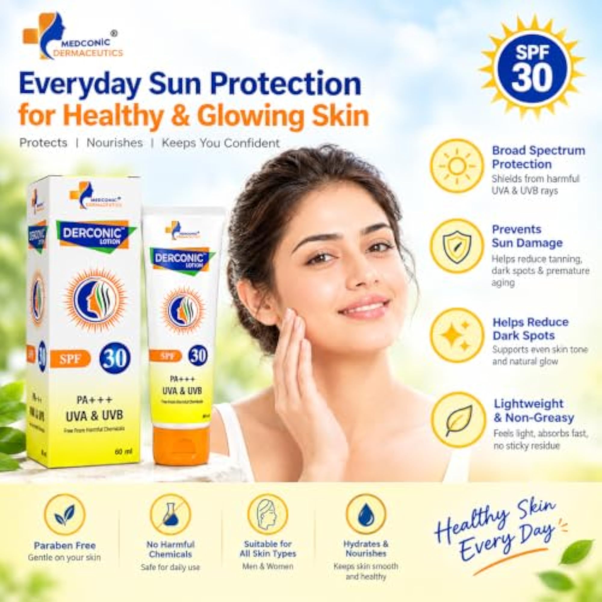 Derconic Hydrating & Soothing Skin Lotion, Daily Moisturizer