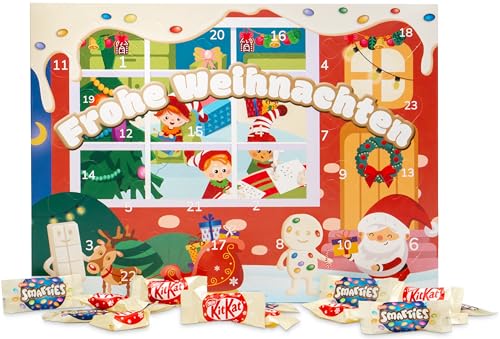 Adventskalender 2025 mit weißen Schokoladenfiguren – 24 Stück süße...