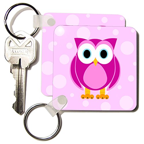 Porte-Clés Hibou Rose 3drose par 2 pour accessoiriser vos sacs