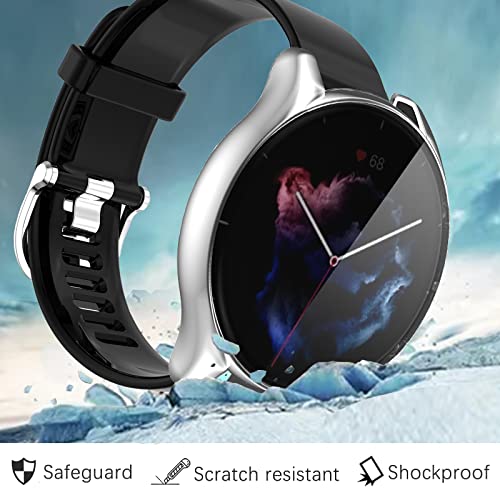 Case Compatible With Amazfit Gtr 3 & Gtr 3 Pro (Not Gtr 2) Screen Protector Soft Tpu Scratch Resistant Full Cover For Gtr 3 And Gtr 3 Pro Smartwatch Accessories (Gtr 3/Gtr 3 Pro, Black/Silver/Clear) #TOP3