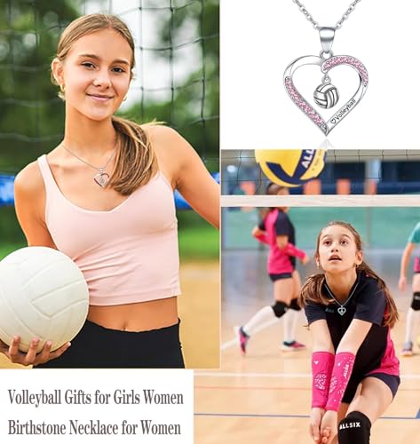 Softball/Volleyball Birthstone Necklace Gifts for Girls Women - Sport Accessories Gifts Jewelry Birthday Gifts for Lovers Team Coach Player Things Items3