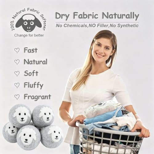 Image of Budieggs Wool Dryer Balls XL 6-Pack, 100% New Zealand Wool Handmade | Chemical-Free Natural Fabric Softener Reusable, Reduces Wrinkles, Tangling, Drying time & Static Cling, Lasts 1000+ Loads