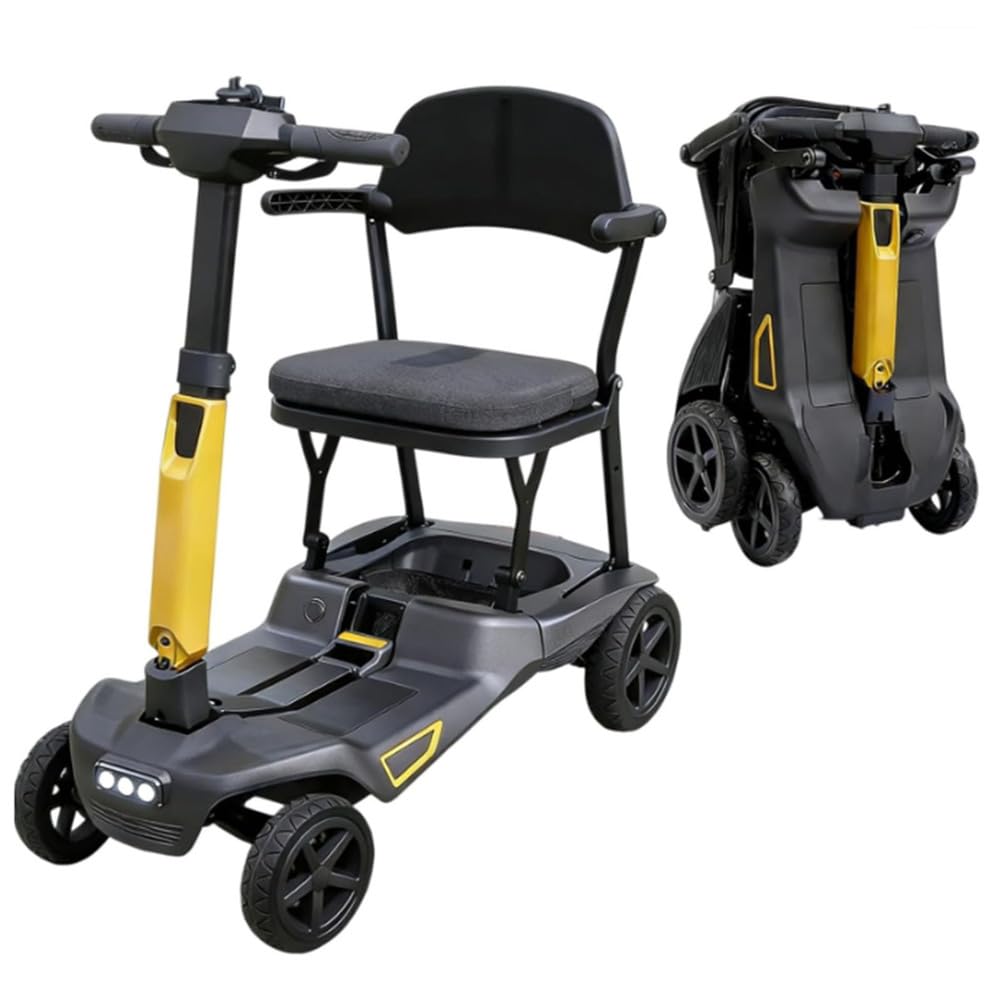 BCBKD Scooter Leggero, Pieghevole, per Adulti, con Autonomia di 20 Km, Sedia A Rotelle Elettrica A 4 Ruote, per Anziani, Disabili