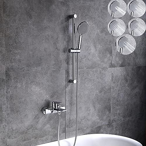 Robinet de baignoire chromé haut de gamme avec douchette et support - 2