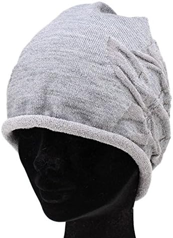 ニット帽 帽子 レディース 秋冬 花柄 ハイゲージニット ビーニー ホールガーメント 起毛 グレー