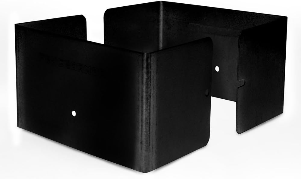 Fence Armor Galvanized Steel Post Protectors | 1 Pair of Black 5.5” x 5.5” Commonly Known as 6x6 | Fence & Mailbox Post Guard from String Trimmer Damage (FA6x6WBMB)