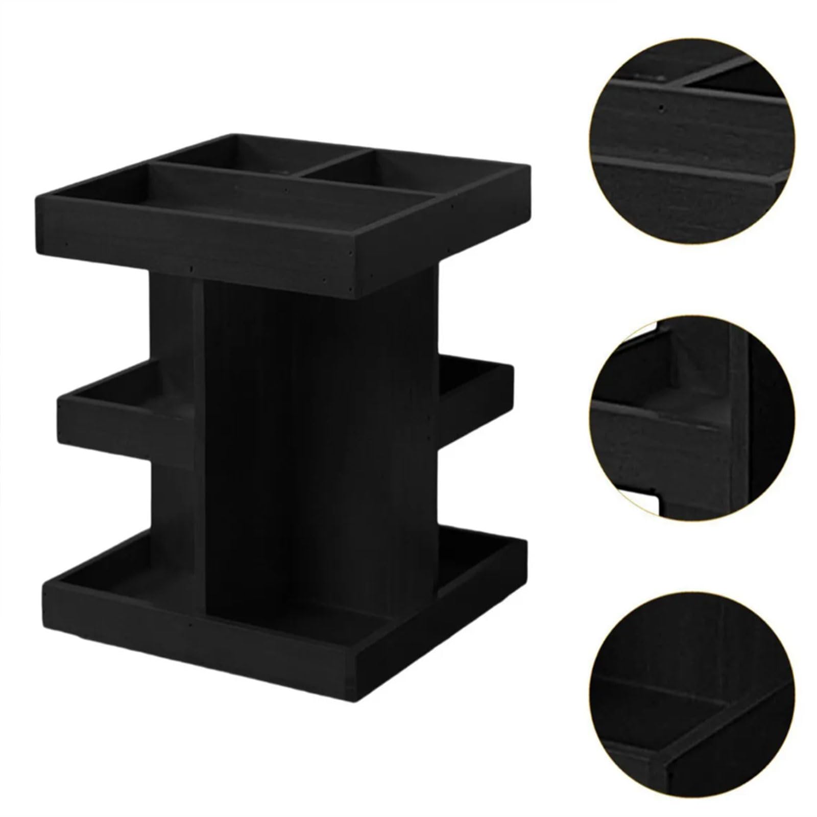 Organizador de tocador giratorio eficiente, 360 grados, múltiples capas, de madera, para almacenamiento de cosméticos, ahorro de espacio, estante de escritorio