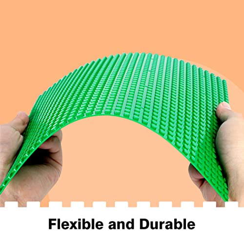 Image of 8 Pack Peel-and-Stick Building Baseplates, 10 inchx10 inch Classic Building Boards - 100% Compatible with All Major Brands of Toy Building Sets, Sturdy Stacking Play Table Top, Blue /Green