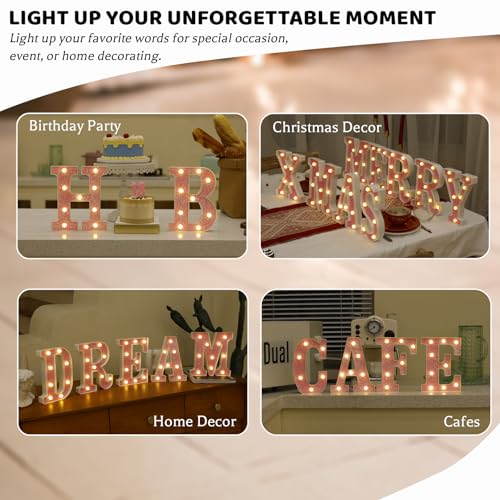 Image of LED Letter Lights Pink Glitter Marquee Letters Light Up Alphabet Letters Sign Battery Powered for Home Party Decoration Night Bar Wedding Birthday Christmas Lamp Girls Gift - Letter H