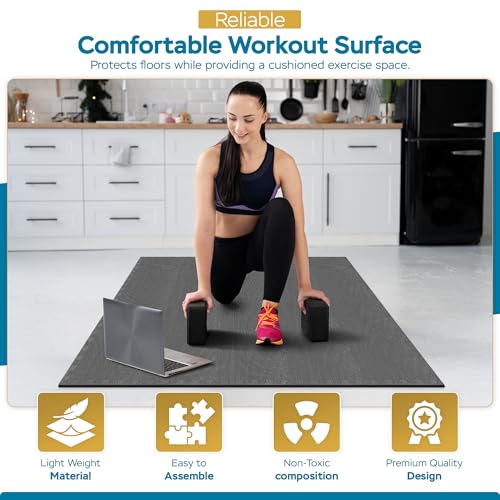 Durable EVA Gym Mats for Home Non-Slip Foam Mats – 1 cm thick Interlocking Floor Mats for Gym Flooring and Garage Floor Tiles (30x30, Pack of 10) (Grey, Pack of 1) - Image 4