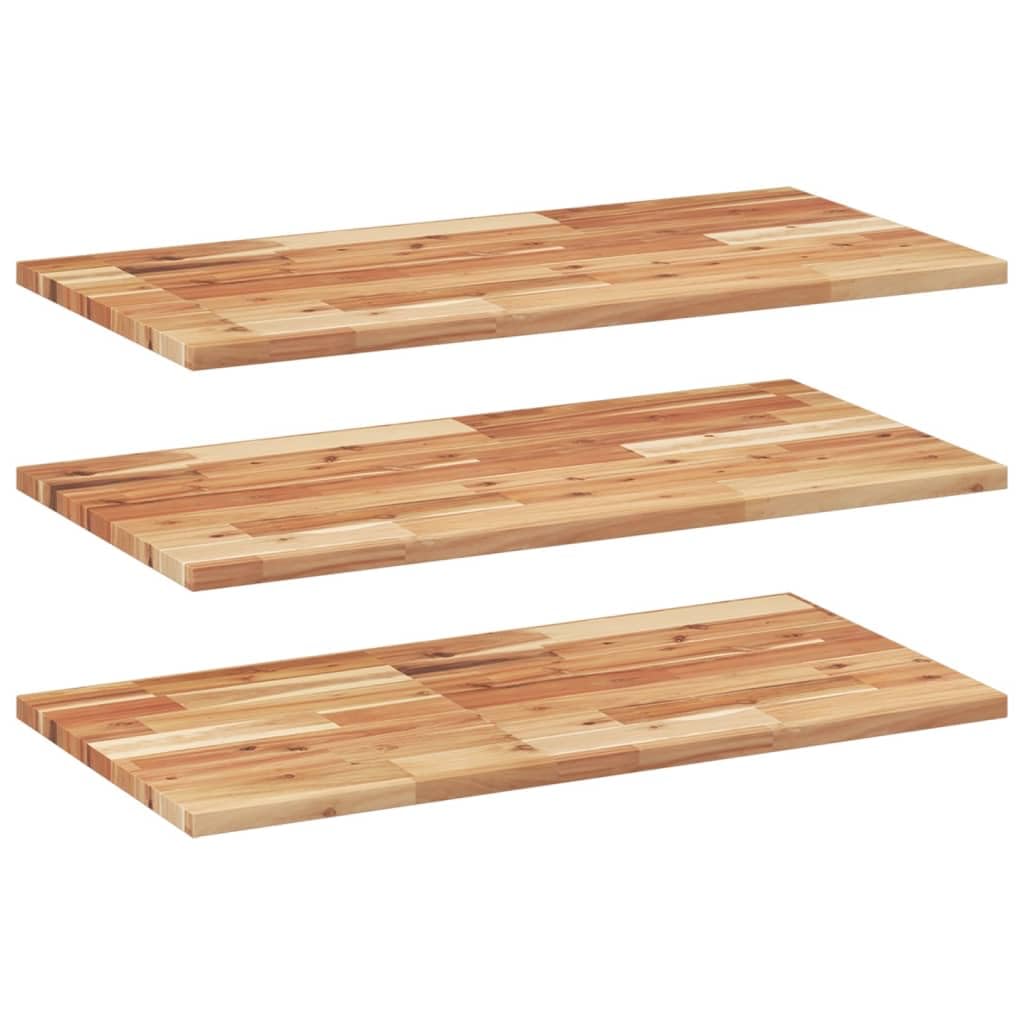 Set di 3 mensole sospese da parete in legno massello di acacia, 100 x 40 x 2 cm, mensola da parete rustica per soggiorno, cucina, corridoio, camera da letto, rettangolare, trattata a olio