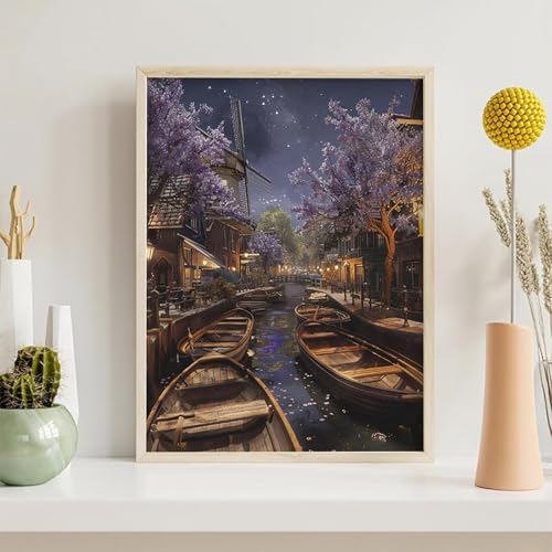 Broderie diamant bateau de nuit pour illuminer votre décoration murale
