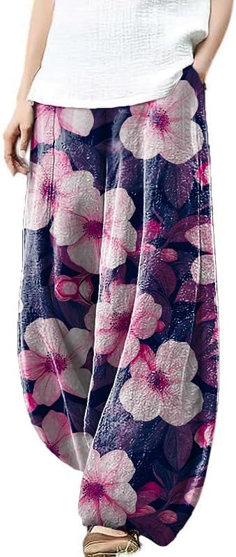 Japanese Art Style Harem Pants for Women 2025 Fashion Summer Causal Wide Leg Elastic Waist Lantern Pants with Pocket