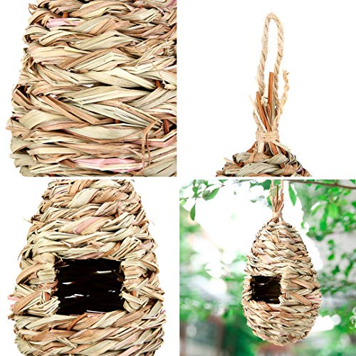 Onchsh Hanging Hummingbird House Set Of 4, Hand Woven Bird Nest Round Hummingbird Nesting House With Refillable Cotton Garden Outside Clearance(2 Shapes) #TOP5