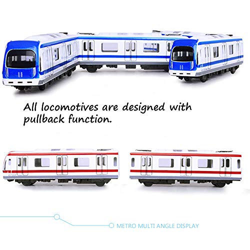 MinYn Toy Train Die Cast Metal Alloy City Rail Subway Train Model Pull Back Toy Vehicle Collection for Kids -Set of 4PCS