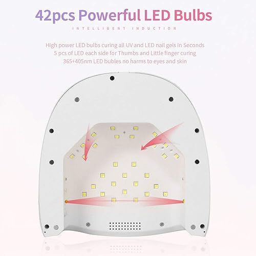 Miniatura 8 de Lámpara de uñas LED UV recargable de 60W, secadora de uñas inalámbrica más rápida, luz de esmalte en gel con 42 perlas LED y mango portátil, lámpara