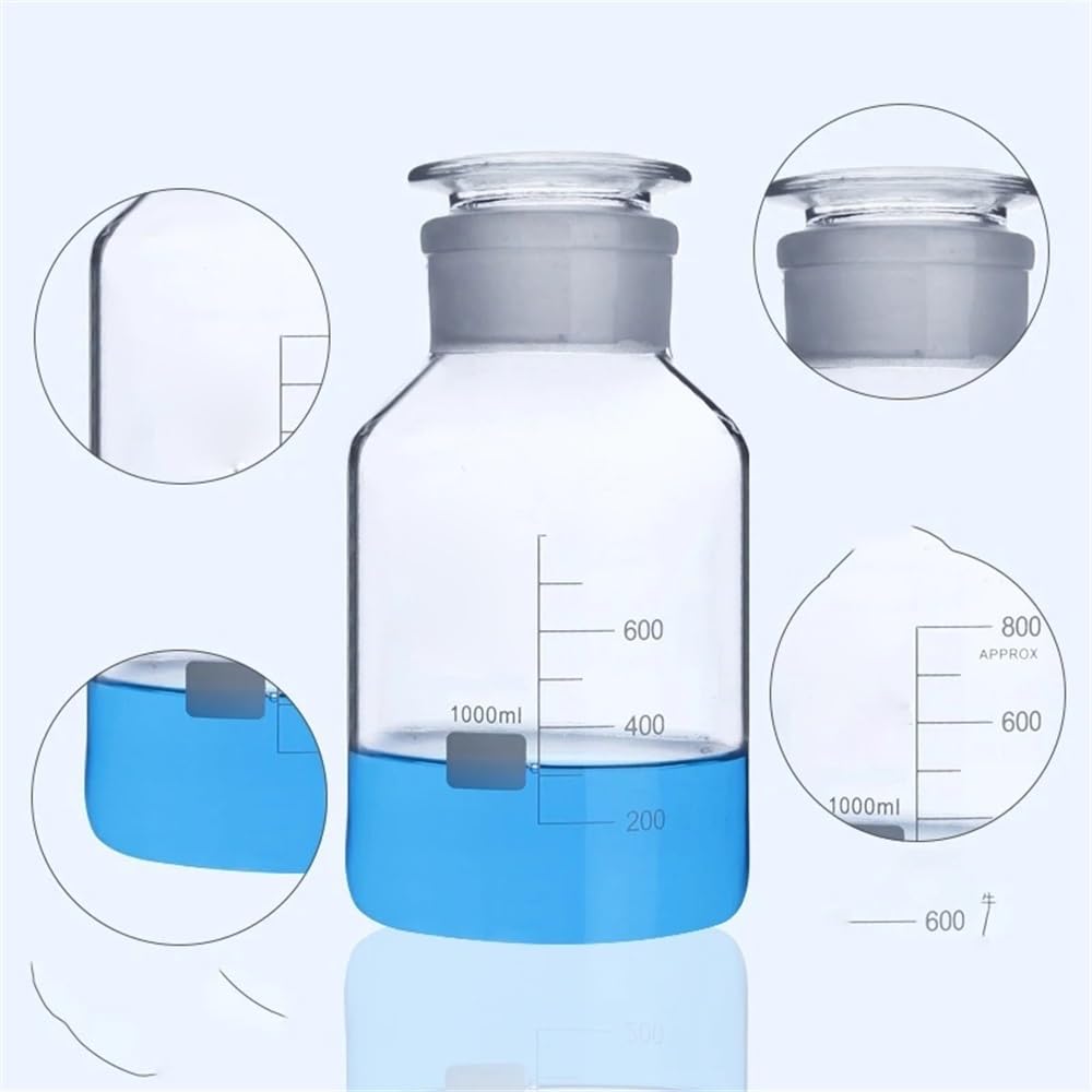 Cristalería de Laboratorio Frasco de reactivo ancho de vidrio común marrón/transparente con tapón esmerilado for muestras de laboratorio(125mL 4pcs)